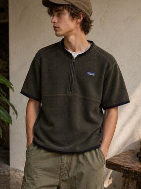 Rare Vintage Patagonia Synchilla Fleece Pullover Shirt Rare Short Sleeve